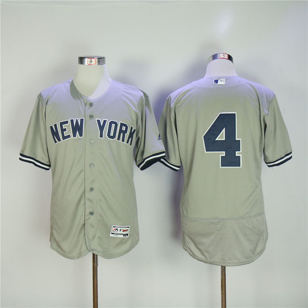 Men New York Yankees #4 No name Grey MLB Jerseys